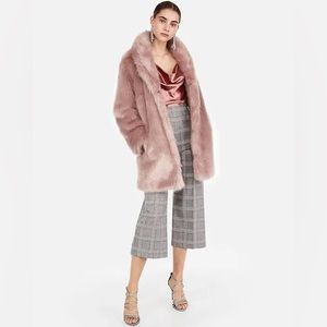Express Long Faux Fur Coat Soft Pink Blush Rose